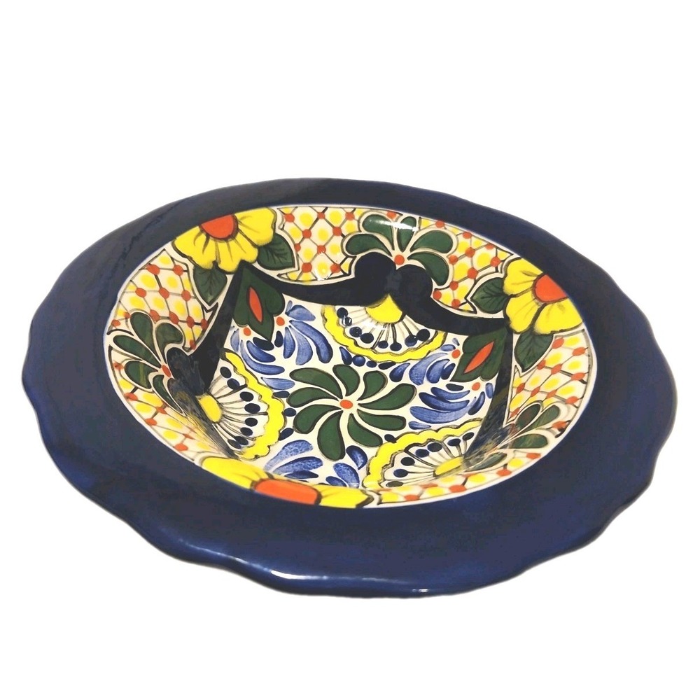 Signed Nicazul Nicaragua Pottery - Large 11" Hand Painted Sgraffito Art Bowl